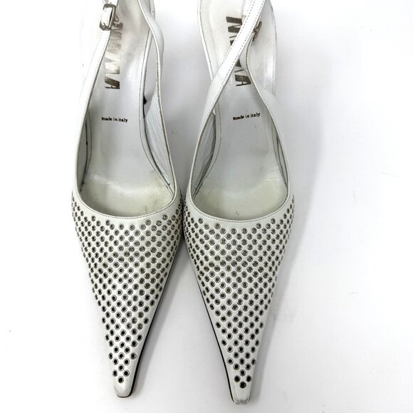 MIMA WHITE LEATHER VINTAGE SHOE MADE IN ITALY - Picture 1 of 7